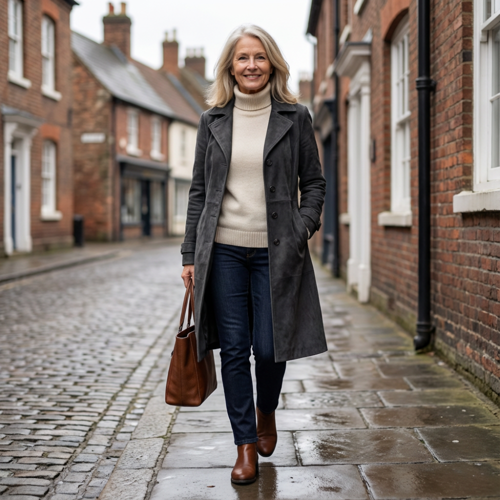 Closette | Long Elegant Coat with Button Closure For Woman