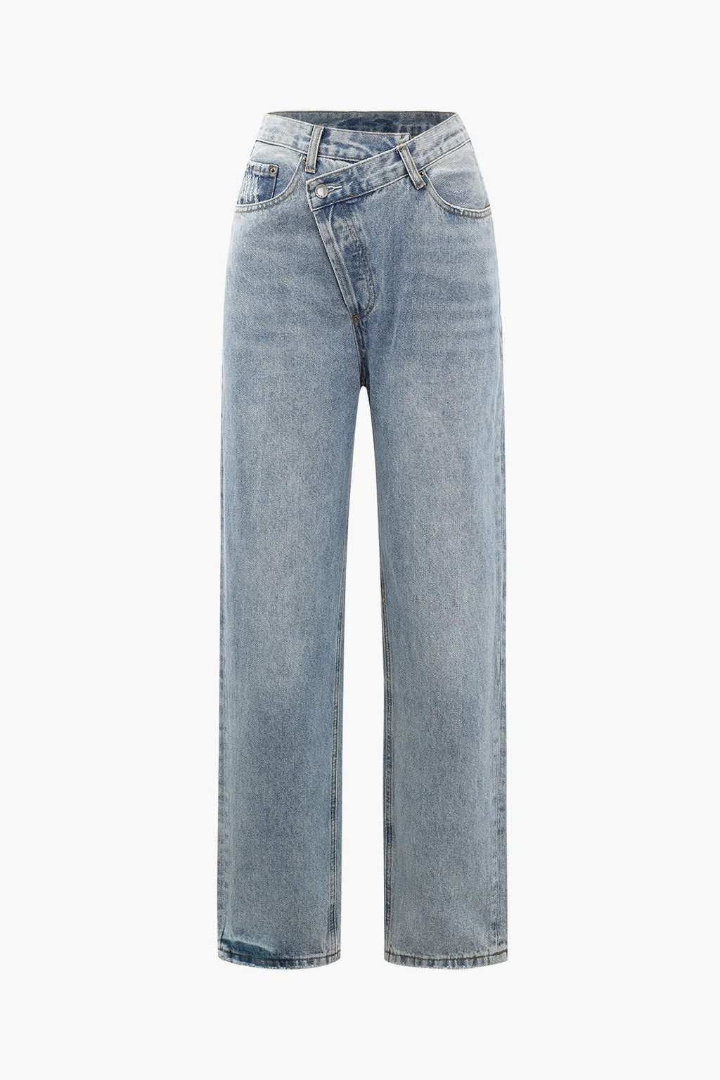 Closette | Asymmetrical Waist Wide-Leg Jeans For Woman