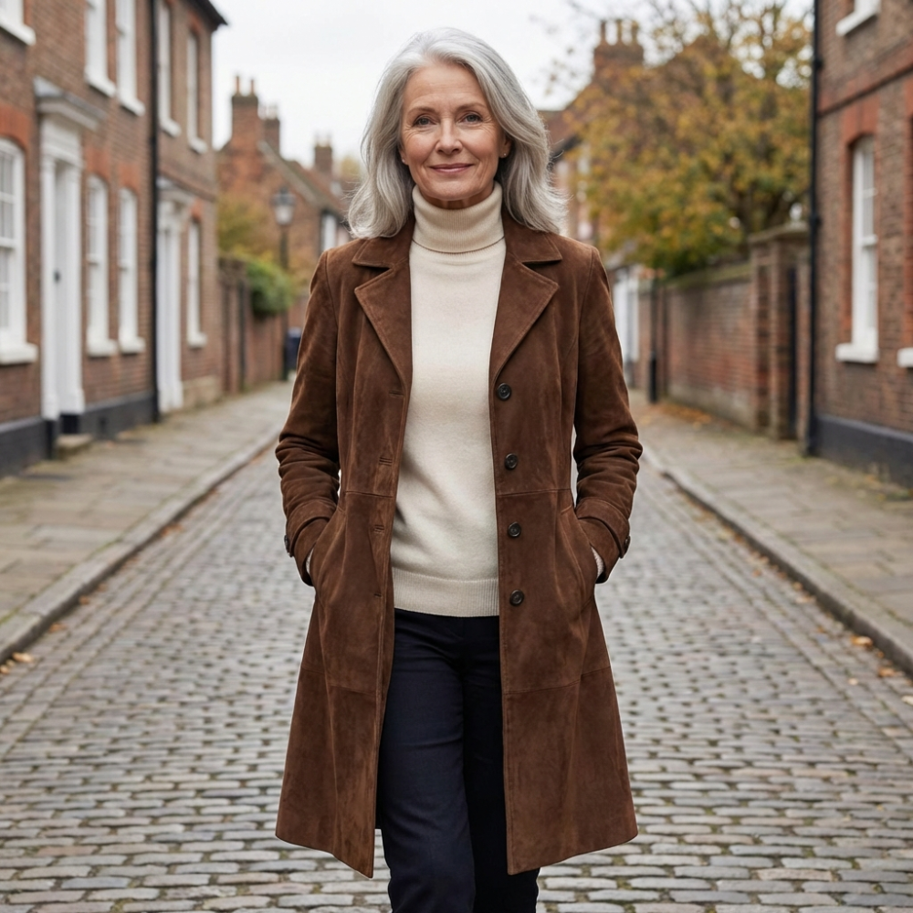 Closette | Long Elegant Coat with Button Closure For Woman