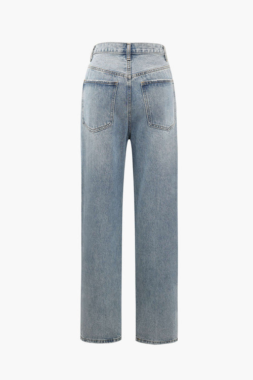 Closette | Asymmetrical Waist Wide-Leg Jeans For Woman