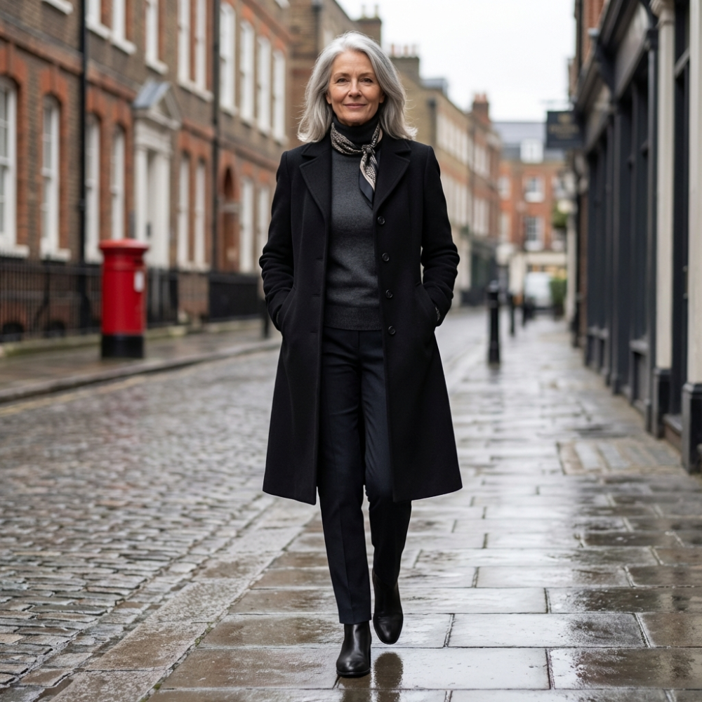 Closette | Long Elegant Coat with Button Closure For Woman