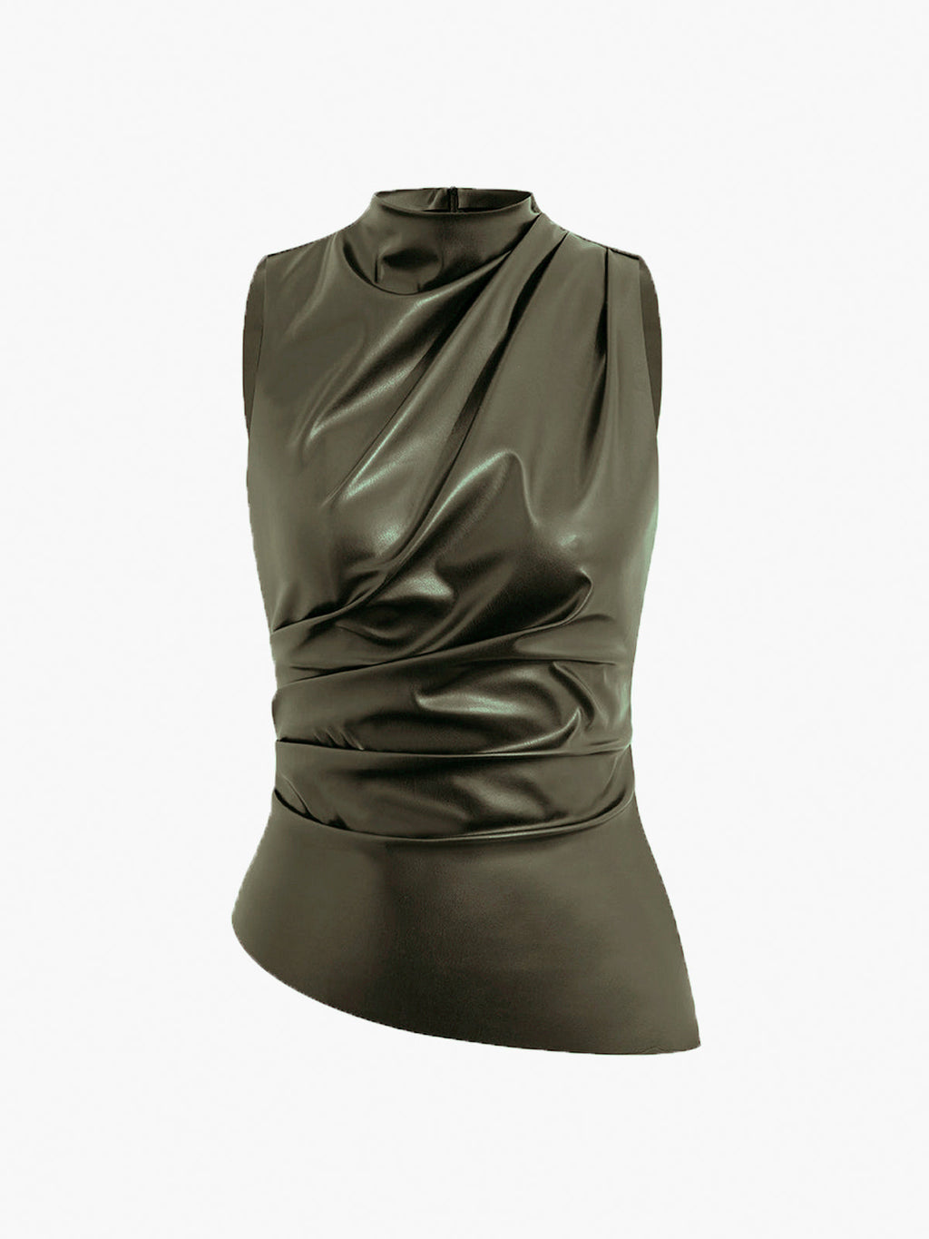 Closette | Faux Leather Sleeveless Top For Woman