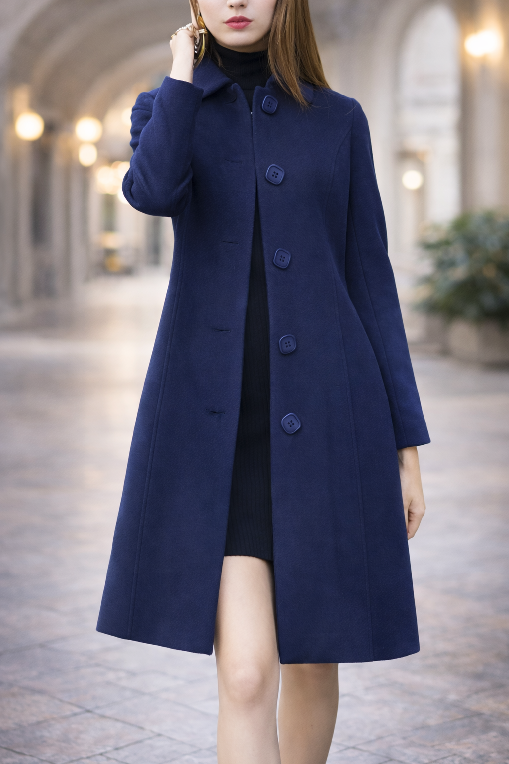 Closette | Fit and Flare Winter Coat with Classic Collar For Woman