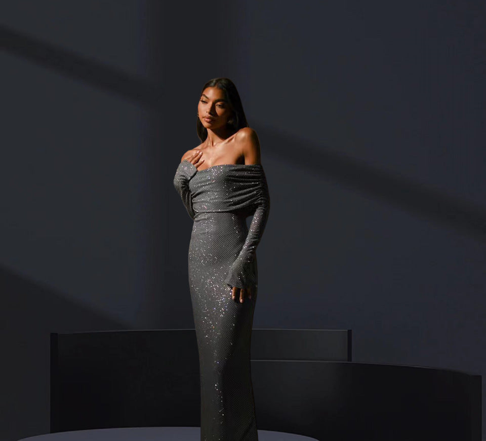 Closette | Sequin Off-Shoulder Maxi Dress For Woman