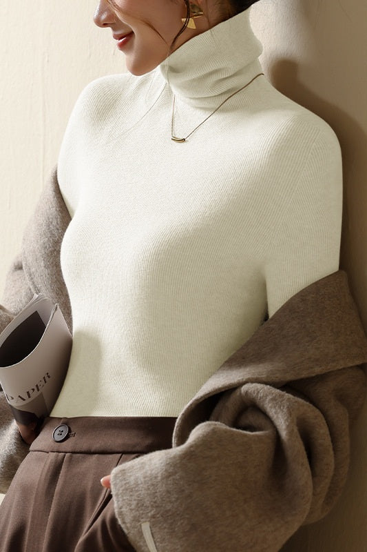 Closette | High Neck Slim Fit Ribbed Knit Top For Woman