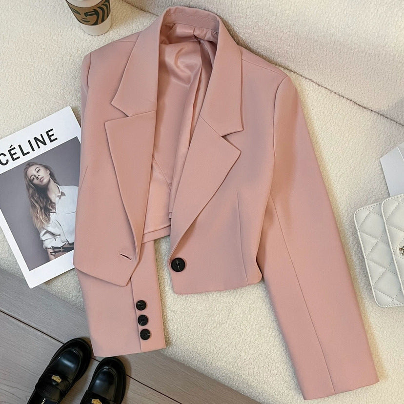 Closette | Cropped Blazer with Classic Lapel For Woman