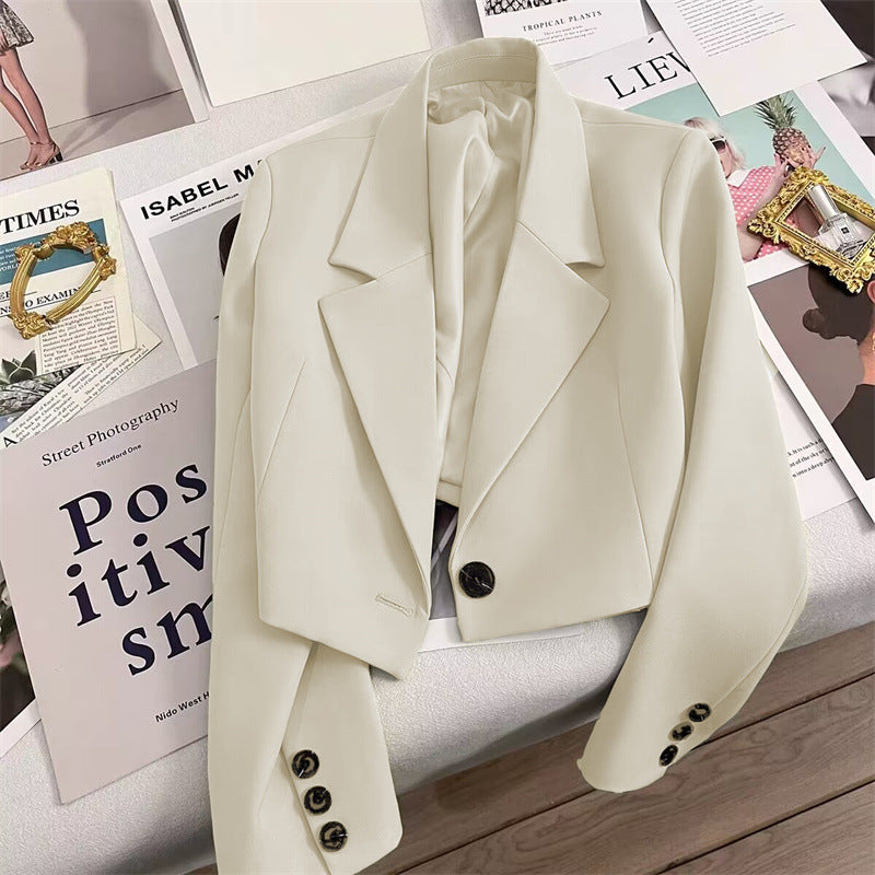 Closette | Cropped Blazer with Classic Lapel For Woman
