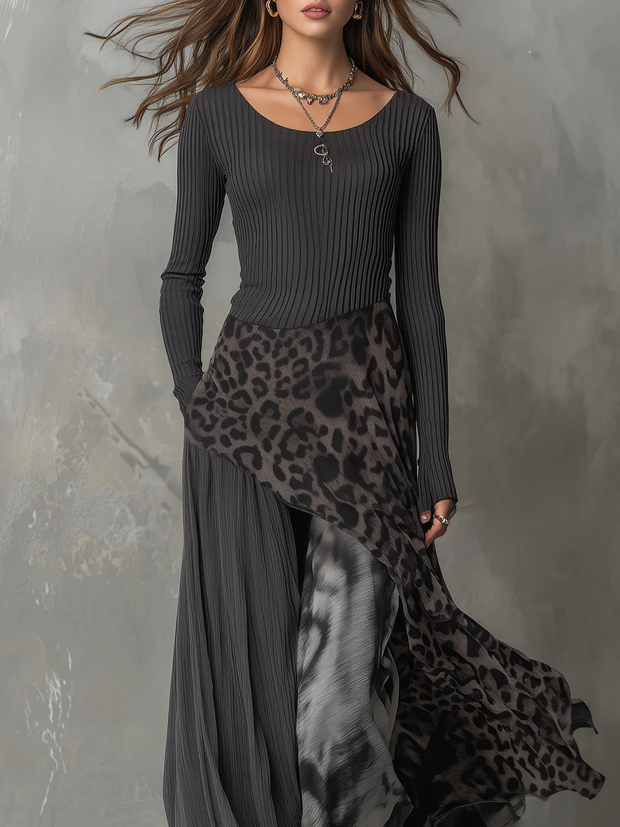 Closette | Leopard Stripe Maxi Dress For Woman