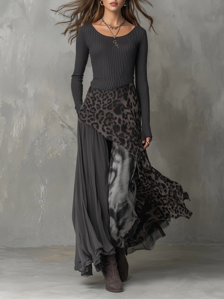 Closette | Leopard Stripe Maxi Dress For Woman