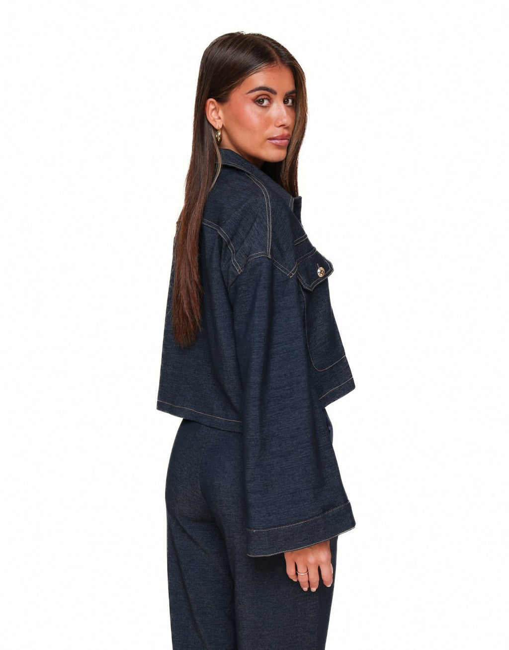 Closette | Cropped Dark Wash Denim Jacket For Woman