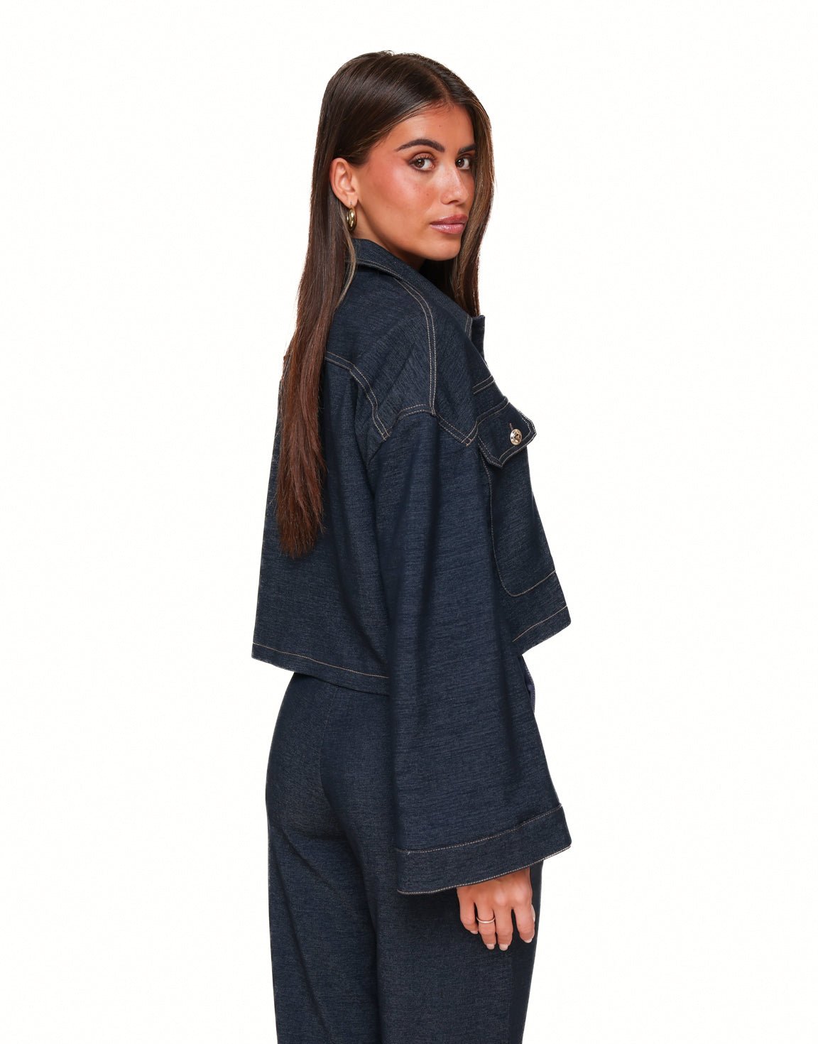 Closette | Cropped Dark Wash Denim Jacket For Woman