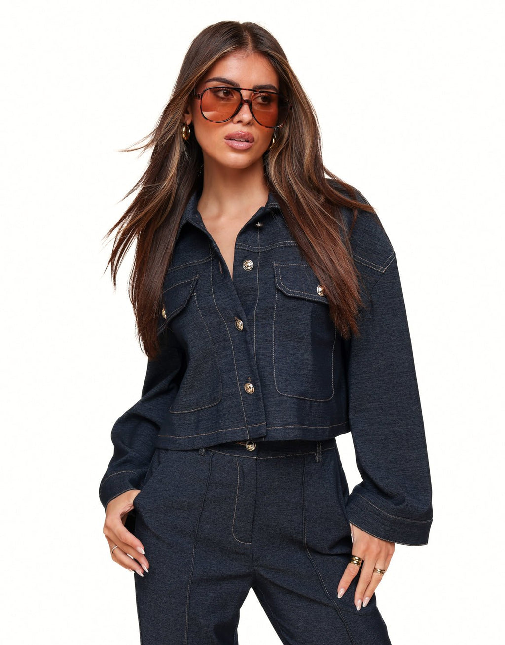 Closette | Cropped Dark Wash Denim Jacket For Woman