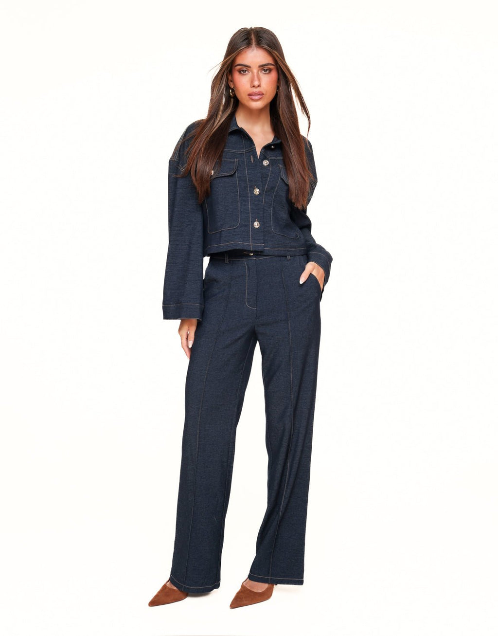 Closette | Cropped Dark Wash Denim Jacket For Woman